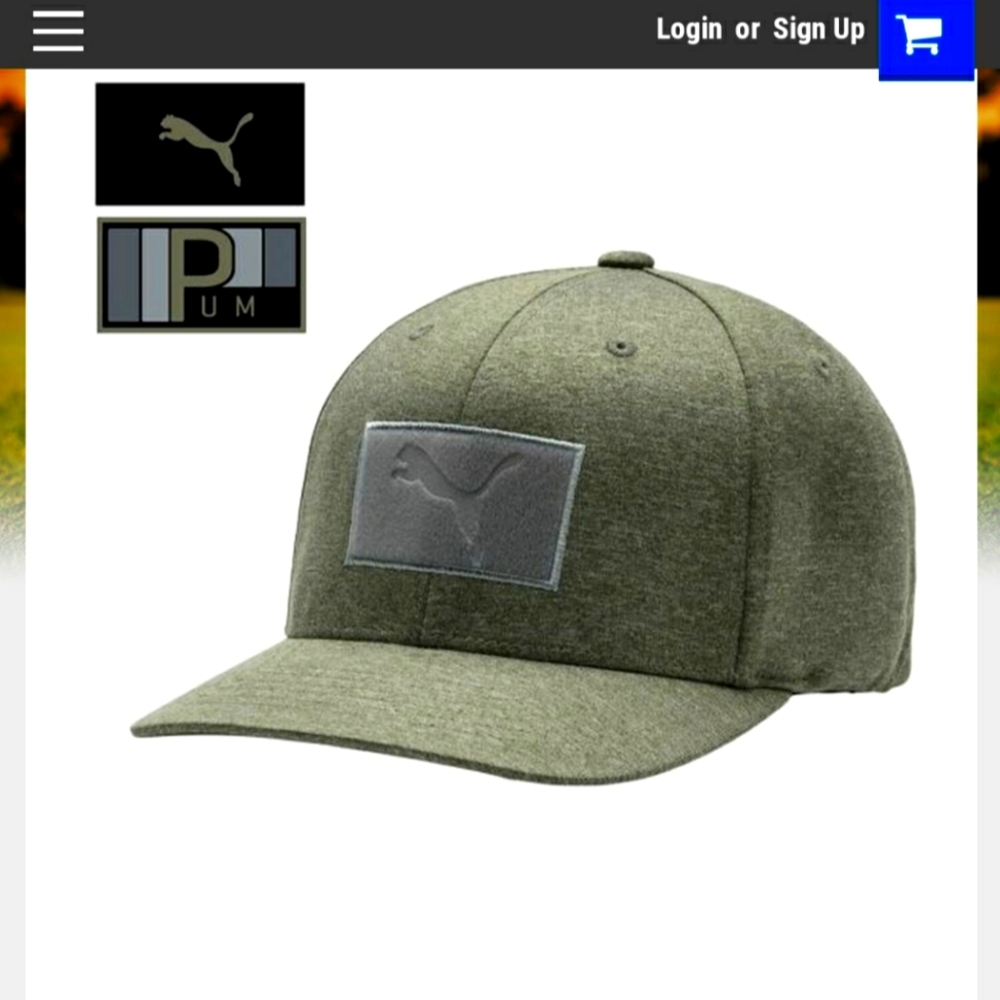PUMA Utility Patch deep lichen green snapback golf hat comes with 2 patches